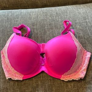 Victoria’s Secret Lined Demi Bra Hot Pink with Lace Size 34D